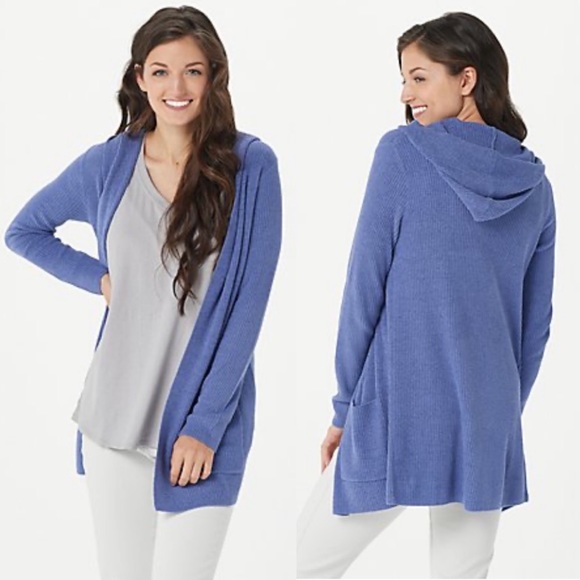 barefoot dreams cozychic ultra lite hooded ribbed cardi